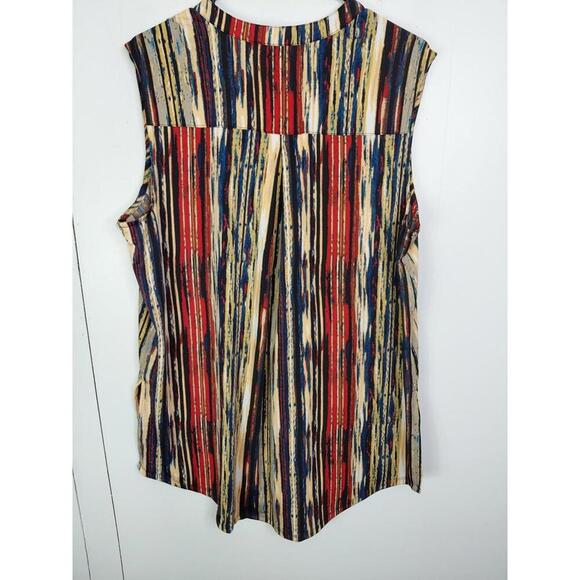 Cocomo Top Womens 1X Shell Button Front Stand Collar Dark Stripes Liquid Knit - Picture 2 of 8